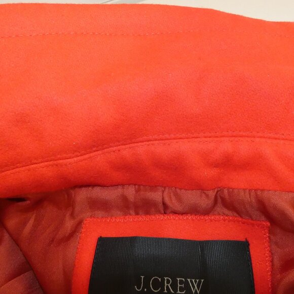 Red Wool Jacket J.Crew Short Coat Size 10 Lined Buttons Large Collar Stylish - Picture 10 of 10